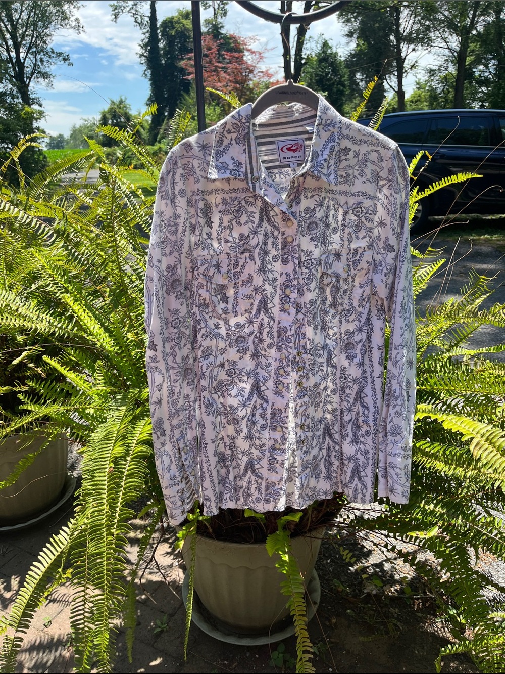 Roper Women White & Gray Floral Western Shirt Jacket